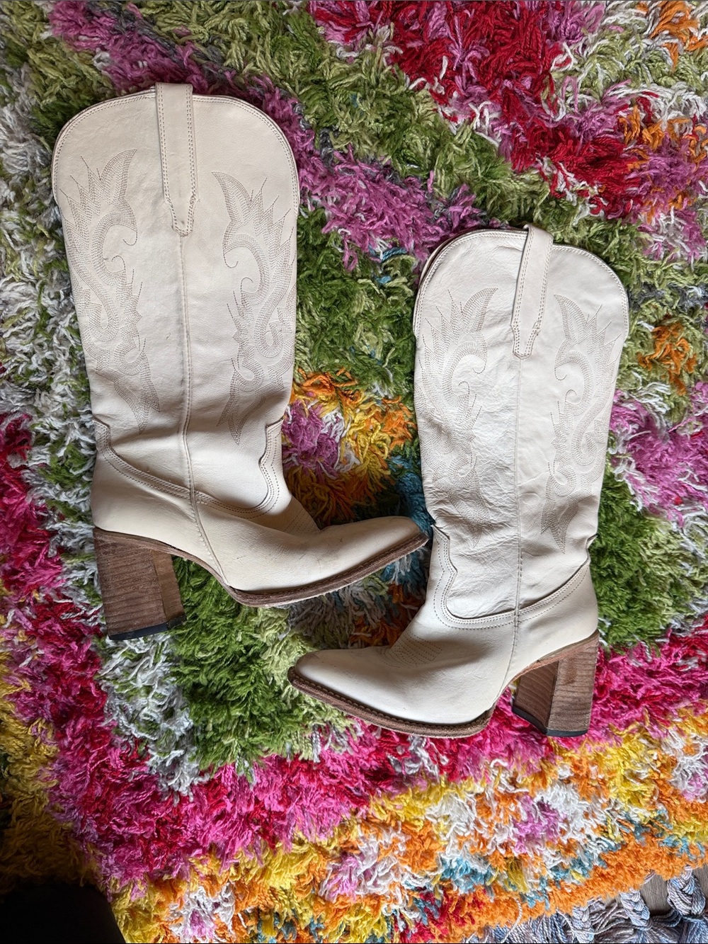 Freebird | 'Jackson' Ivory Leather Western Mid-Calf Boots with Block Heel - Picture 2 of 14